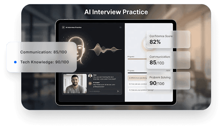 JobsyFi AI interview practice and feedback interface