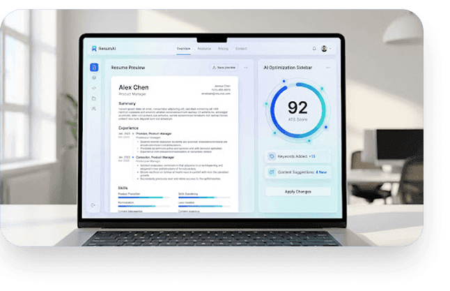 JobsyFi AI resume dashboard showing an ATS score